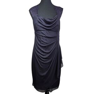 Scarlett Draped Mini Dress With Delicate Lace Shoulders In Purple Size 8